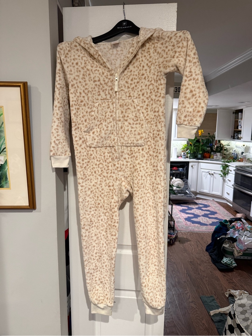 🐆 Cat & Jack Girls Fleece Leopard Hooded One-Piece Pajamas - Size M (8)